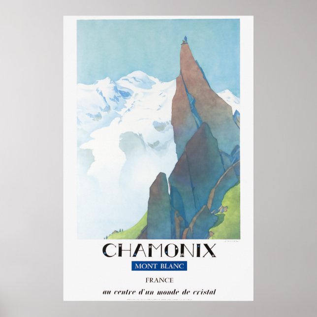 Póster Chamonix, Mont-Blanc Francia, Poster de esquí de v (Frente)