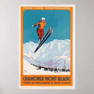 Póster Chamonix-Mont Blanc Oberland Deporte de Invierno F