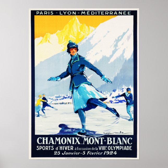 Póster CHAMONIX Mont Blanc Sports D'Hiver Suiza (Frente)
