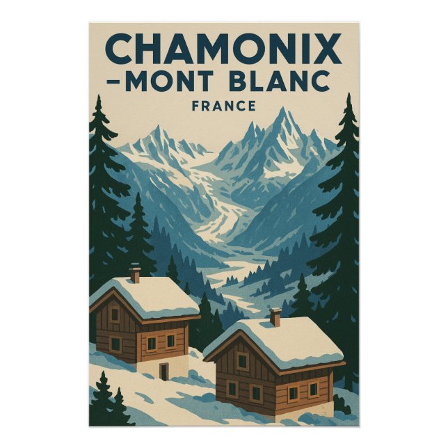 Póster CHAMONIX — MONT BLANC viaje (Anverso)
