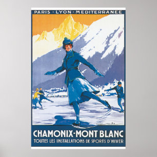 Póster Chamonix Mont Blanc Vintage Poster de Viajes
