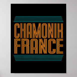 Póster Chamonix Retro Alpes franceses Esquí alpino Franci