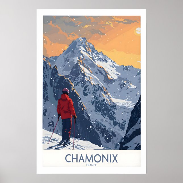 Póster Chamonix Ski Print - France 1 (Frente)