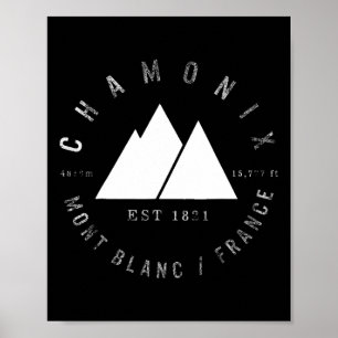 Póster Chamonix Valley Mont Blanc Francia Esquí Snowboard