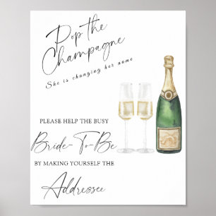 Póster champagne - ayudar a la novia ocupada Dirección 
