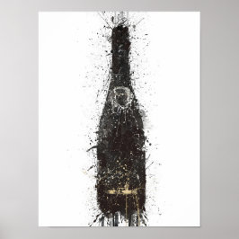 Póster Champagne Bottle Wall Art Print 'Black Fizz'