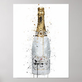 Póster Champagne Bottle Wall Art Print 'Blanc'