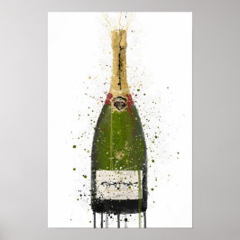 Póster Champagne Bottle Wall Art Print 'Olive Green' 