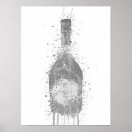 Póster Champagne Bottle Wall Art Print 'Rosy' Grey