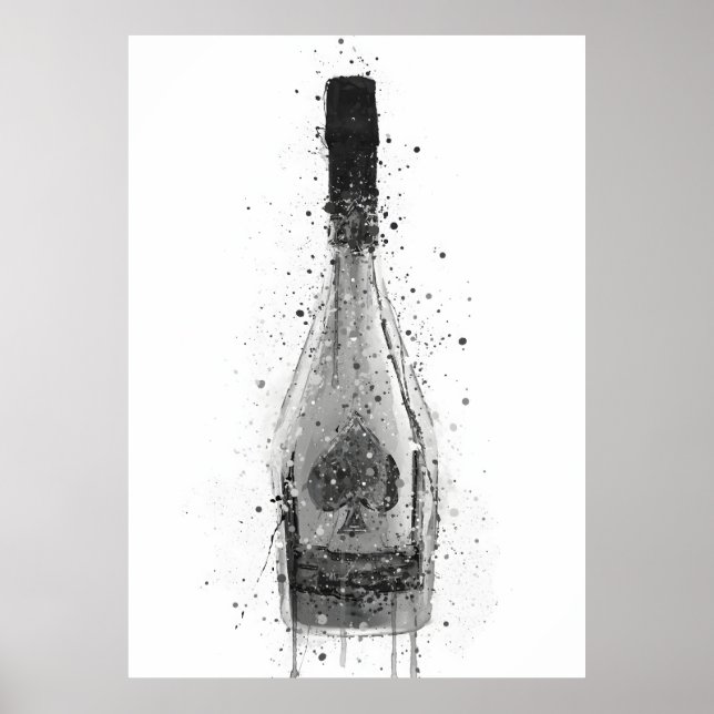 Póster Champagne Bottle Wall Art Print 'Titanium' (Frente)