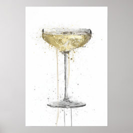 Póster Champagne Coupe Cocktail