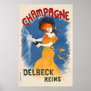 Póster Champagne Delbeck Reims Leonetto Cappiello Comida
