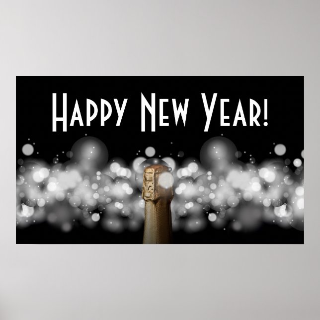 Póster Champagne en el Poster de Fiestas de Black & White (Frente)