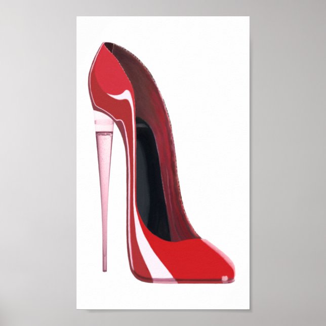 Póster Champagne Flute Red Stiletto Shoe Art Poster (Frente)