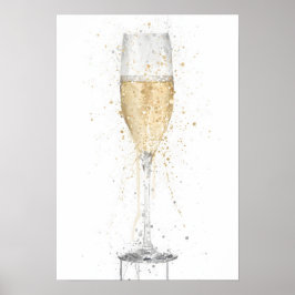 Póster Champagne Flute 'White'