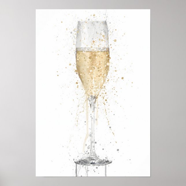 Póster Champagne Flute 'White' (Frente)