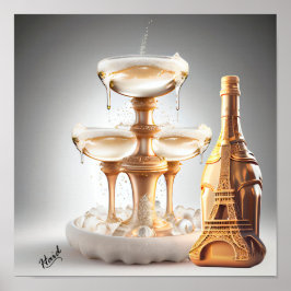Póster Champagne fountain - Gen AI