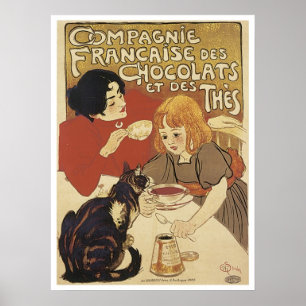 Póster Champagne Francais Chocolats et des Thes Vintage A