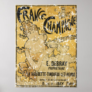 Póster Champagne francés-1899 - afligido
