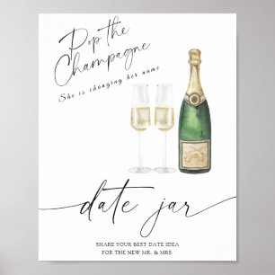 Póster Champagne - ideas para una noche de cita. Tarro de