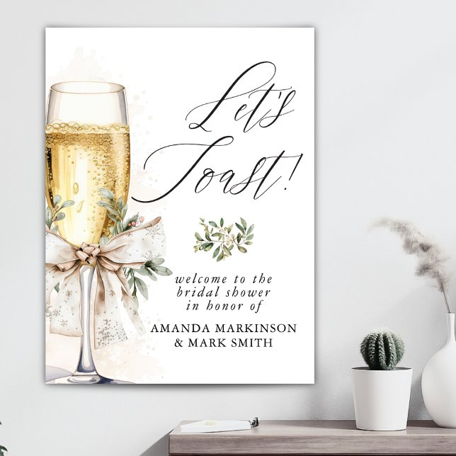 Póster Champagne Let's Toast Winter Bridal Shower Welcome (Subido por el creador)