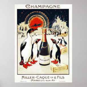 Póster Champagne Miller-Caque y el Poster de Fils