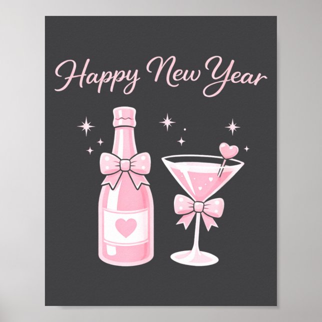 Póster Champagne Swea Martini Coquette Happy New Year Par (Frente)