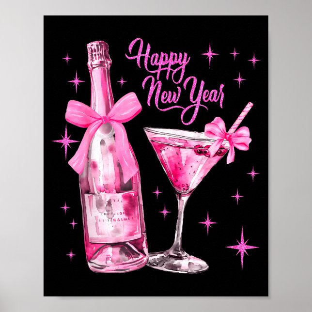 Póster Champagne Swea Martini Coquette Happy New Year Par (Frente)