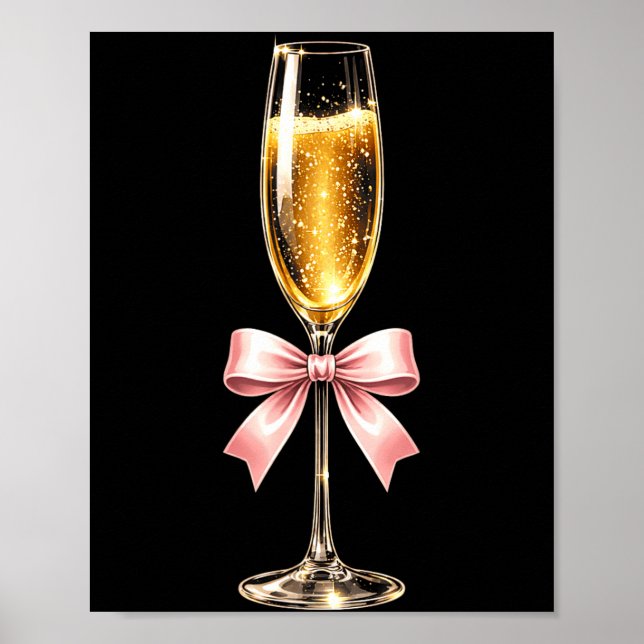 Póster Champagne With Nk Bow For Women Luxurious New Year (Frente)