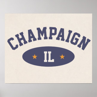 Póster Champaign, Illinois Vintage Athletic-Style Poster