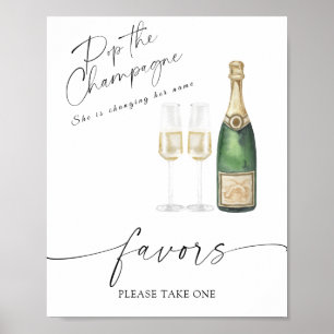 Póster Champán - detalles para la novia, por favor tome u