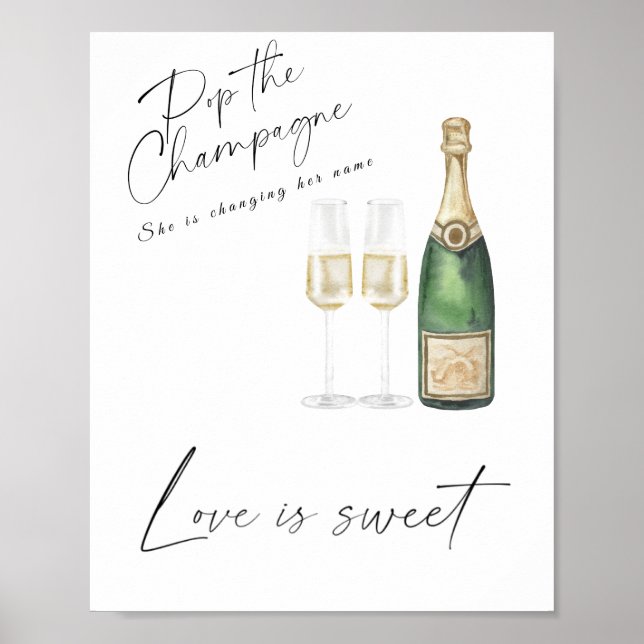 Póster Champán nupcial - el amor es dulce, toma un regalo (Frente)
