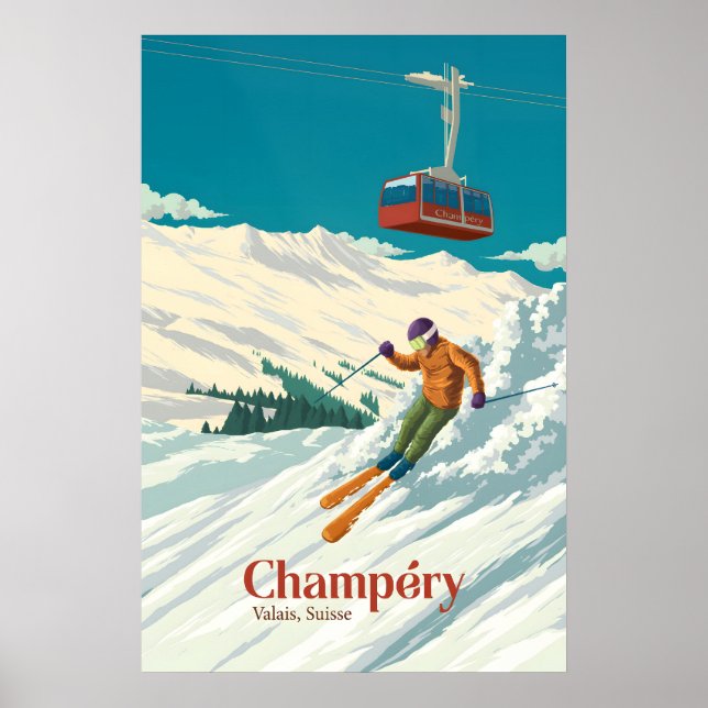 Póster Champery Ski Resort Travel Poster (Frente)