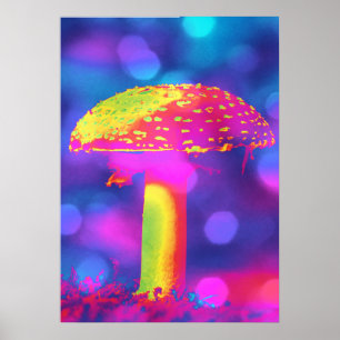 Póster champiñones en las luces