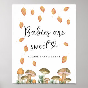 Póster champiñones pequeños - los bebés son dulces