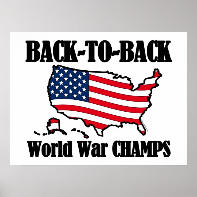 Póster Champs WW de regreso, forma de Estados Unidos (Frente)