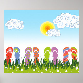 Póster Chanclas Coloridas de Verano Diversión en el Jardí