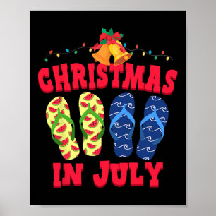 Póster Chanclas de vacaciones de verano de Navidad en jul