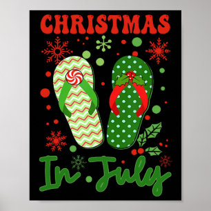 Póster Chanclas Divertidas Navidad En Julio Xmas Playa Va