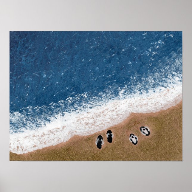 Póster Chanclas en la arena de la playa (Frente)