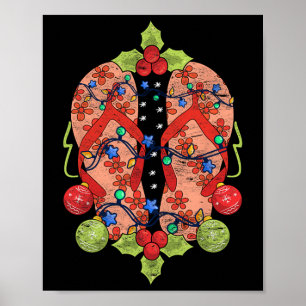 Póster Chanclas Luces de Navidad Verano Tropical Navidad