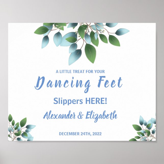Póster Chancletas Dancing Feet | Letrero de Boda de Eucal (Frente)