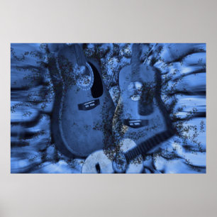 Póster Changing Rock Guitars in the Blue Depths