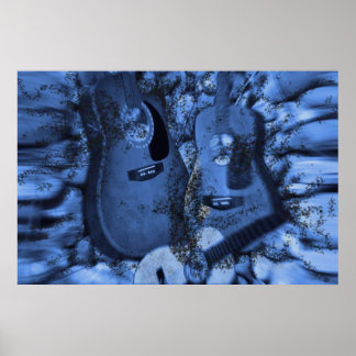 Póster Changing Rock Guitars in the Blue Depths