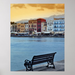 Póster Chania al anochecer, Chania, Creta, Grecia