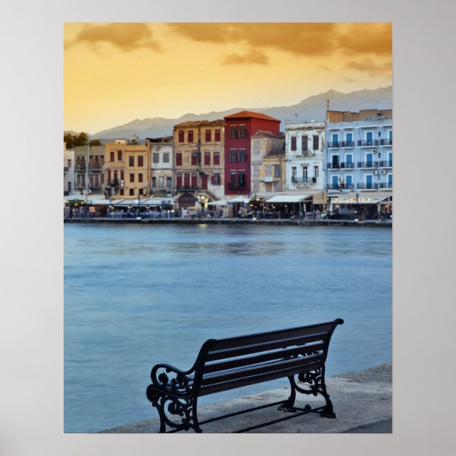 Póster Chania al atardecer, Chania, Creta, Grecia (Frente)