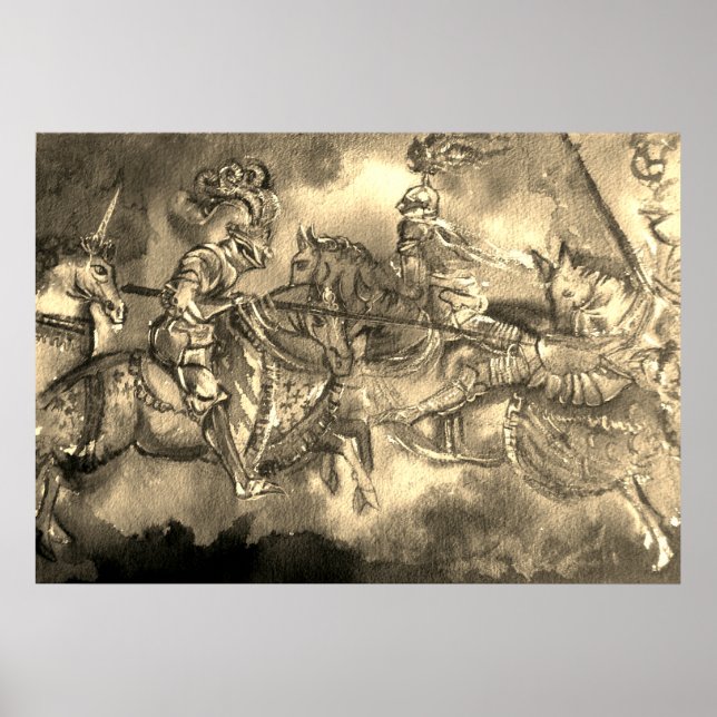 PÓSTER CHANSON DE ROLAND, CABALLOS MEDIEVALES EN TORNEO (Frente)