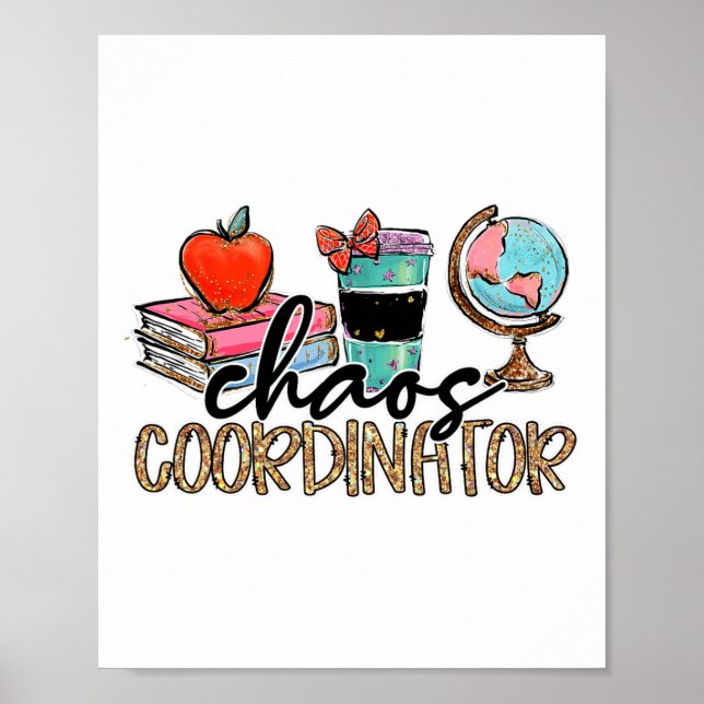 Póster Chaos Coordinator Teacher Fun Teacher Humor Leopar (Frente)