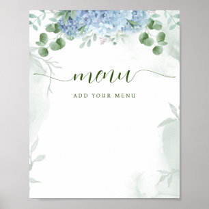 Póster Chaparral Hortensia Azul Menu Baby Shower