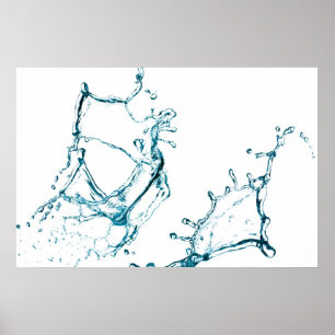 Póster Chapoteo azul del agua del color